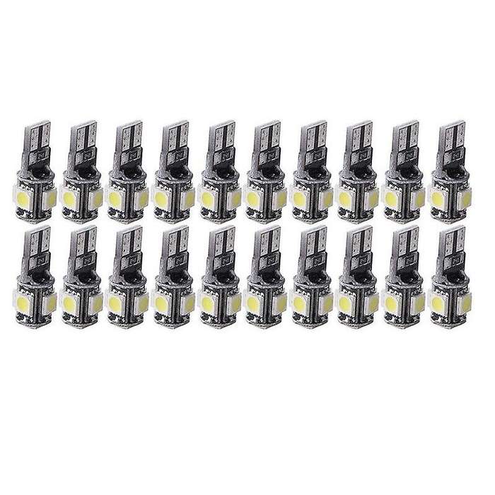 20Pcs Cool White T10 LED Bulb Car Interior License Light 2825 192 194 5050 5 SMD