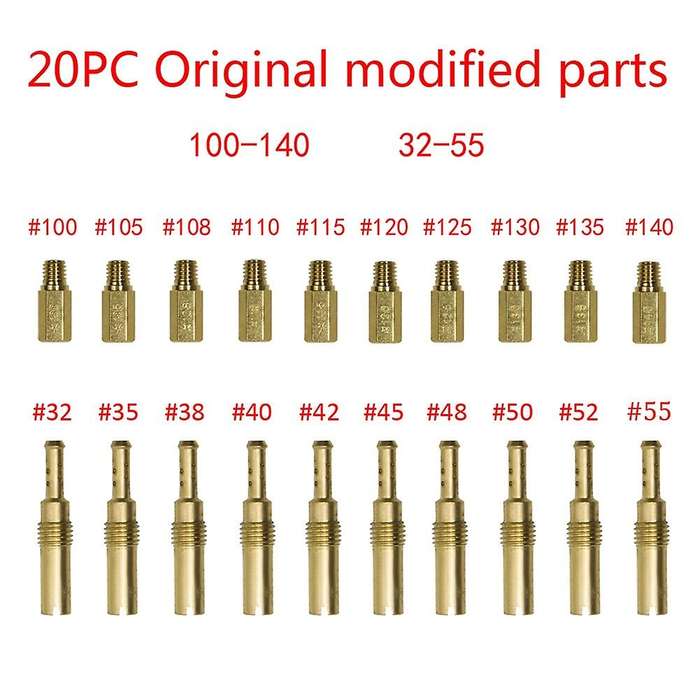 20PCS Copper Carburetor Main Jets+Slow Jets Kit for PWK for OKO Carbs Motorcycle Carburetor Accessor