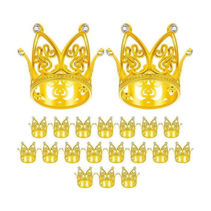 20pcs Crown Cake Topper Mini Baby Crown Gold Crown Cupcake Toppers for Birthday Party Baby Shower C