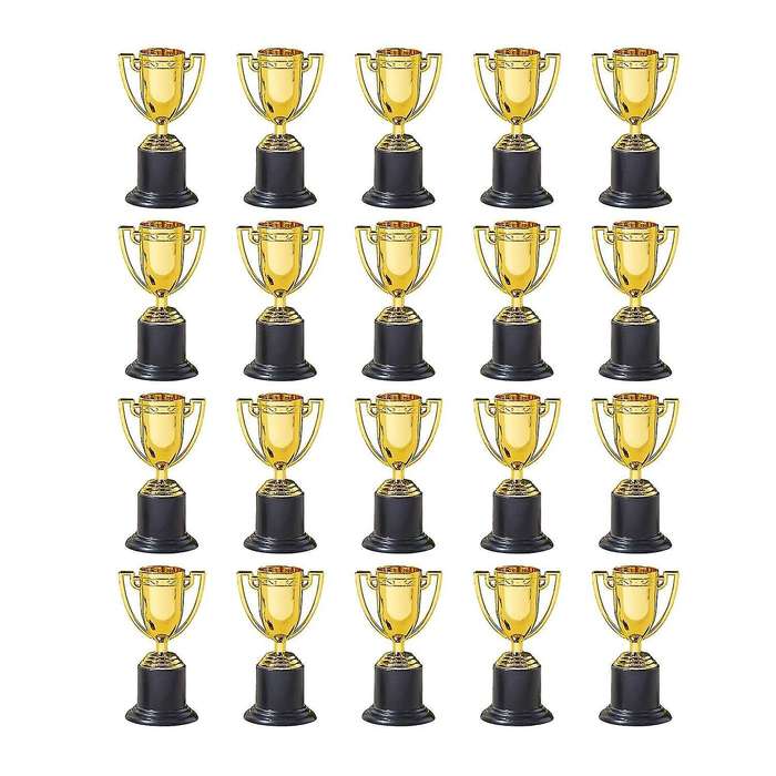 20pcs Mini Plastic Gold Cups for Party Children Early Learning Toys Prizes Children's Holiday Troph