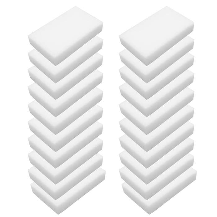 20Pcs Magic Multi Sponge Clean Foam Cleaner Cleansing Eraser Car Wash Kitchen 10cm6cm2cm(White)