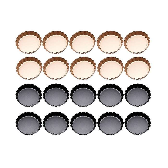 20pcs Mini Tart Pans with Removable Bottom Mold 4 Inch Round Non-stick Tart Pans Suitable for Cake,