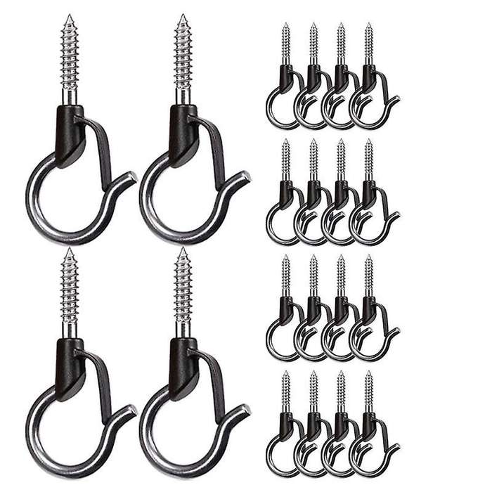 20PCS Q Hanger Hooks Heavy Duty Wall Ceiling Hooks with Safety Buckle Outdoor Screw Hooks for Hangi