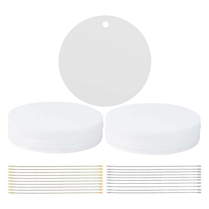 20pcs Sublimation Ornament Blanks 3 Inch Christmas Ornament Blanks with Rope Diy Blanks Acrylic Orn