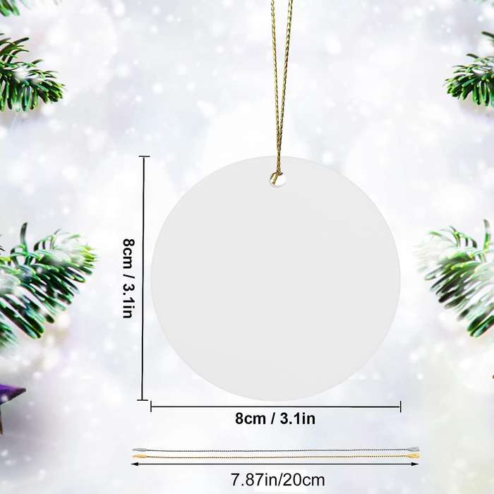 20pcs Sublimation Ornament Blanks 3 Inch Christmas Ornament Blanks with Rope Diy Blanks Acrylic Orn