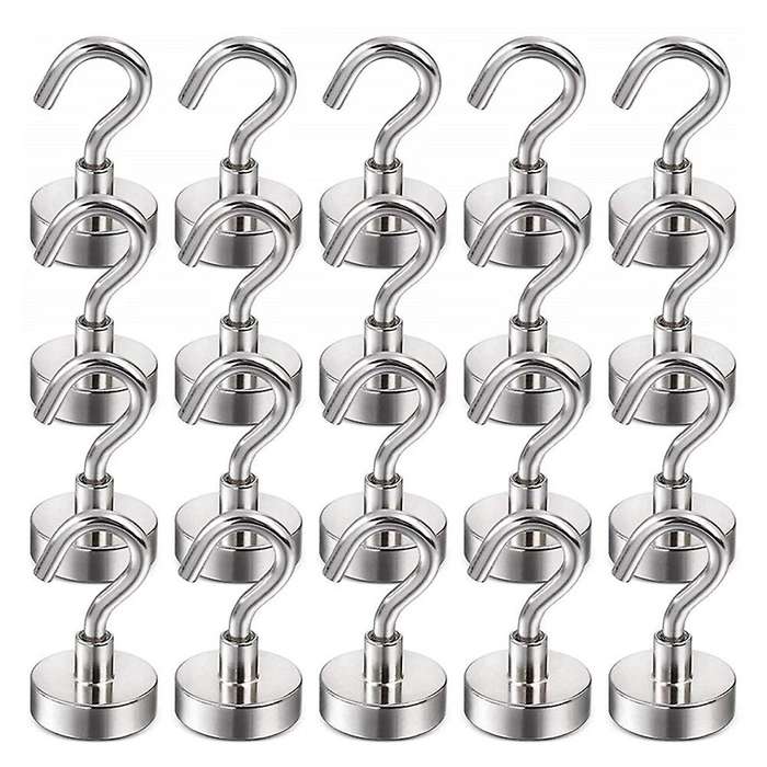 20Pcs Strong Magnetic Hooks Heavy Duty Wall Hooks Hanger Key Coat Cup Hanging Hanger for Kitchen Sto