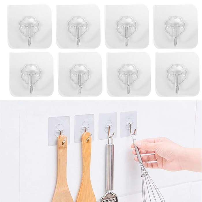 20pcs Waterproof Self-adhesive Hook Heavy-duty Wall Hook Suitable for Home Kitchen Bathroom Punch-f