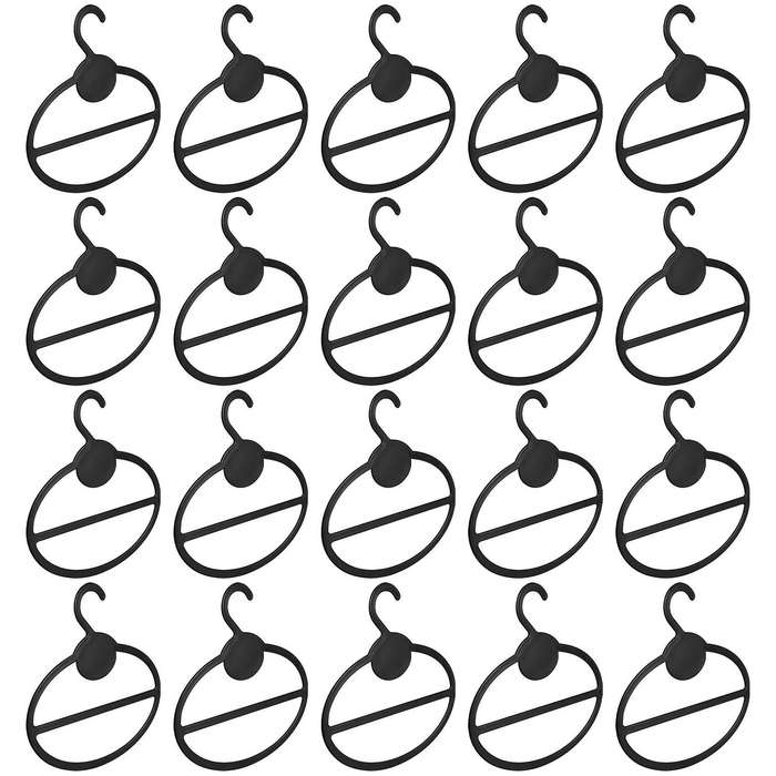 20x Scarf Shawl Tie Holder Organizer Oval Plastic Hangers Storage Hangers Black Size:13.5cm(Length)1