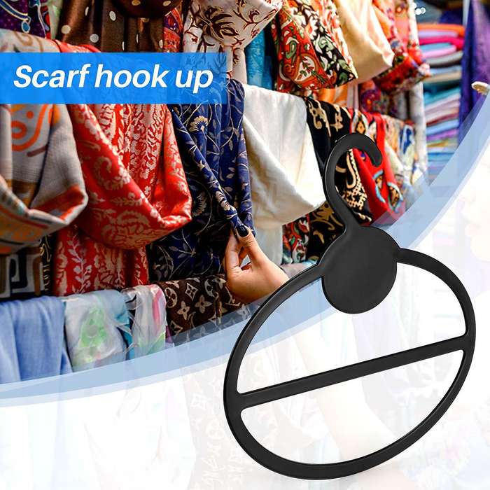 20x Scarf Shawl Tie Holder Organizer Oval Plastic Hangers Storage Hangers Black Size:13.5cm(Length)1