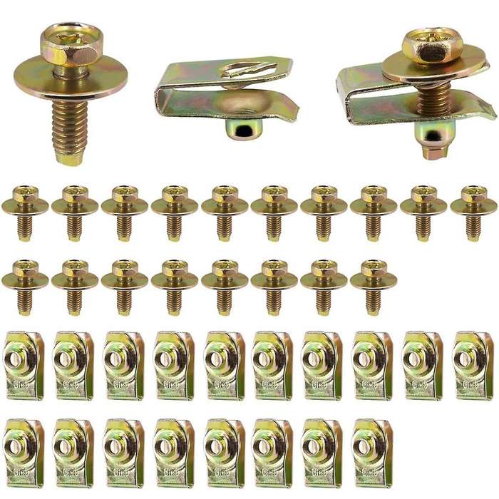 20x Body Bolts U-nuts Clips Engine Under Cover Undertray Splash Shield Guard Bumper Fenders Liner Pu