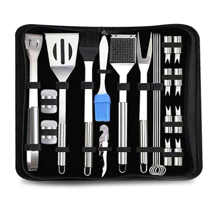 21 Pcs Outdoor BBQ Tools Set Stainless Steel Grill Barbecue Utensil Set Case for Camping -Cooking Ac