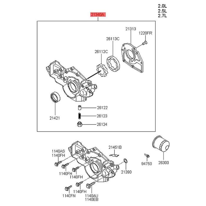 2131037100 Engine Oil Pump for 2.7 2.7 21310 37100