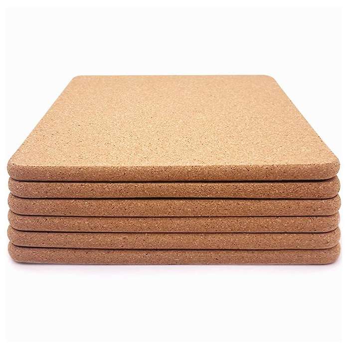 Cork Trivet, 6 Pcs High Density Thick Square Cork Trivets for Hot Dishes, 8 Inch Multifunctional Cor