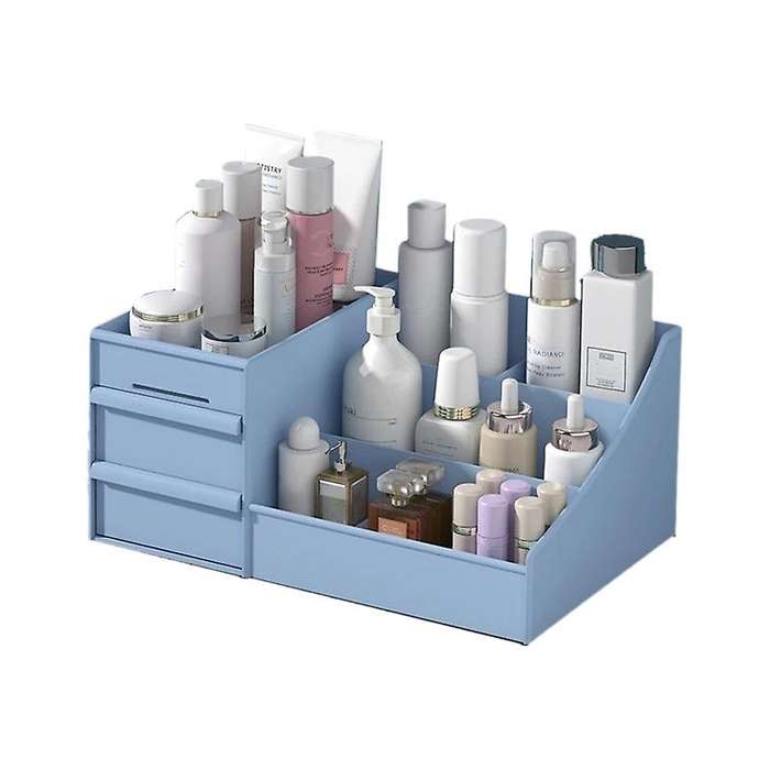 Cosmetic Makeup Organizer with Drawers, Plastic Bathroom Skincare Storage Box Brush Lipstick Holder