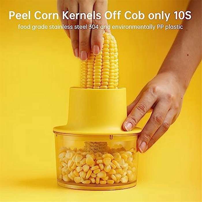 Corn Peeler, Corn Stripper, Corn Cob Stripping Tool Corn Cutter & Remover with Built-in Cup Grater,