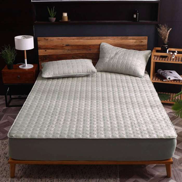 Cotton Fitted Sheet Bed Cover Winter Warm All-Inclusive Fitted Bed Sheet Thick Mattress Sheet-150cm