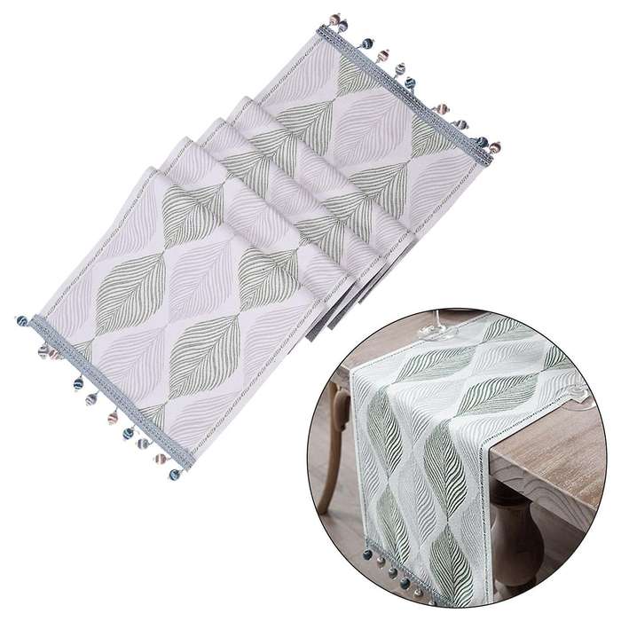 Cotton Linen Table Runner 72 Inches Long, Spring Table Runners Farmhouse -with Tassels, Home Kitche