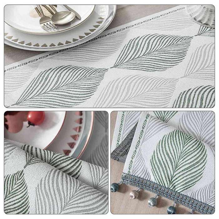 Cotton Linen Table Runner 72 Inches Long, Spring Table Runners Farmhouse -with Tassels, Home Kitche