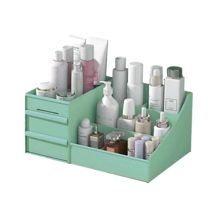 Cosmetic Makeup Organizer with Drawers, Plastic Bathroom Skincare Storage Box Brush Lipstick Holder