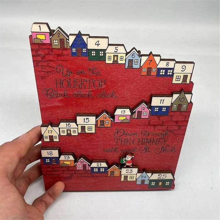 Countdown Arrival Calendar Wooden Calendar Ornaments Decoration Set The Stage