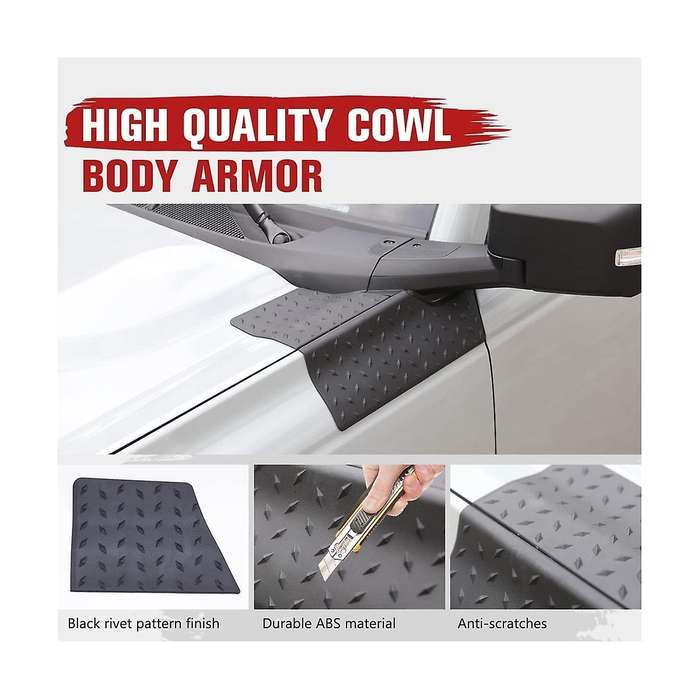 Cowl Body Armor for 2021 2022 2023 2/4 Doors, Side Corner Guard Trim Cover Accessories, Black