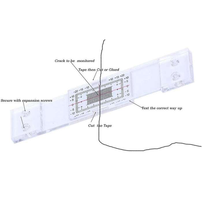 Crack Monitoring Record, 3Pcs Crack Measurement Tool, Crack Width Gauge, Clear Acrylic Corner Crack