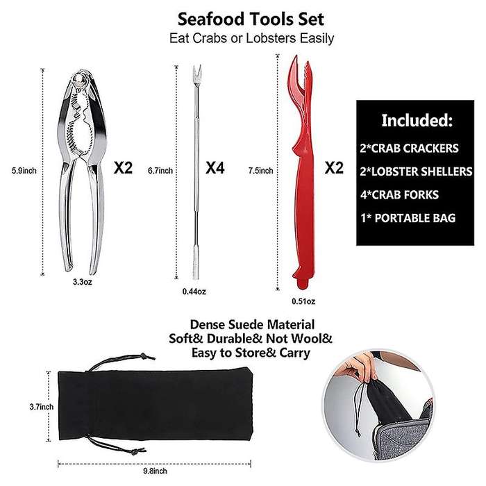 Crab Crackers and Tools, Lobster - 2 Crab Leg Crackers and 4 Crab Leg Forks Sturdy & Durable & Rustp