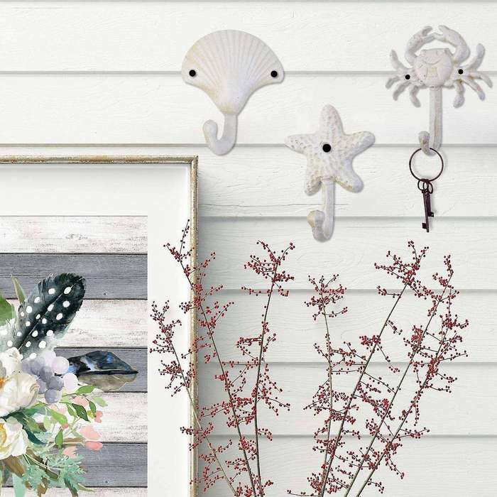 Crab Cast Iron Decorative Wall Hooks Coats Hats Towels Hooks Beach Ocean Theme Chic Metal Hooks
