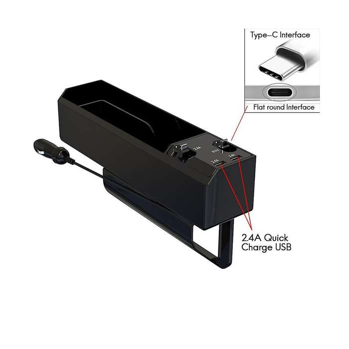 Crevice Storage Box Front Storage Box Multifunctional Storage Box Storage Box with Dual Usb Car Sup