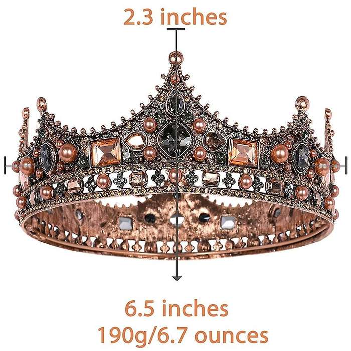 Crowns for Men - Baroque Vintage Rhinestone , Men's Full Crown for Theater Prom Party