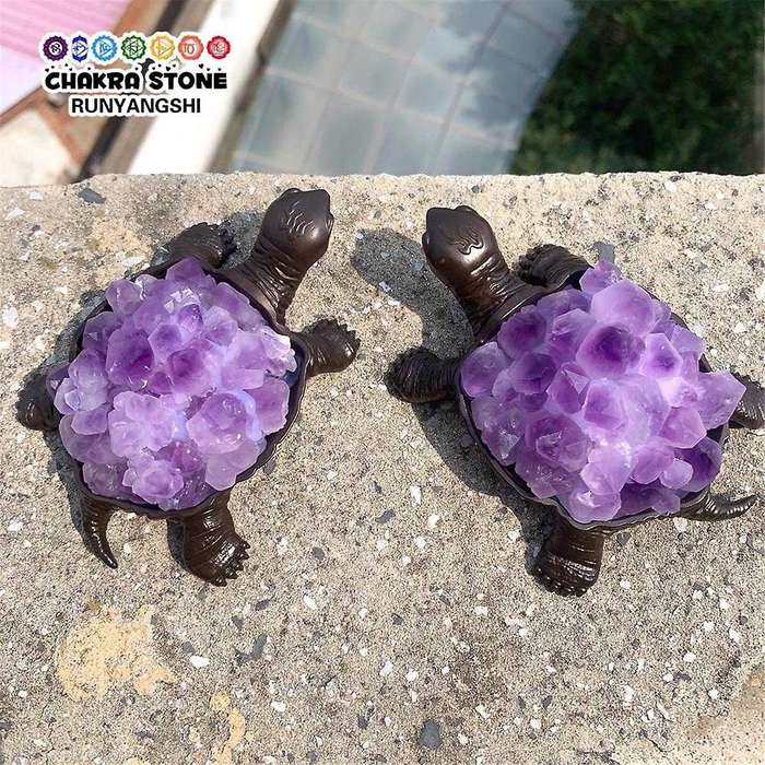 Crystal Stone Tooth Turtle Cute Animal Figurines Healing Statue for Home Decoration Child Collection