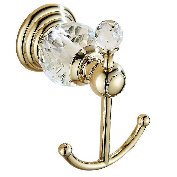Crystal Towel Hook, Gold Robe Hooks, Bathroom Hand Towel Wall Hanger for Clothes Closet Wall Mounted