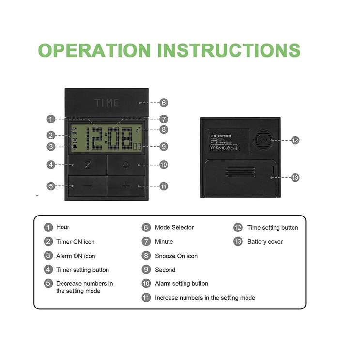 Cube Digital Timer Clock Silent Pomodoro Timer Kitchen Timer for Cooking Office Classroom Kids Teac