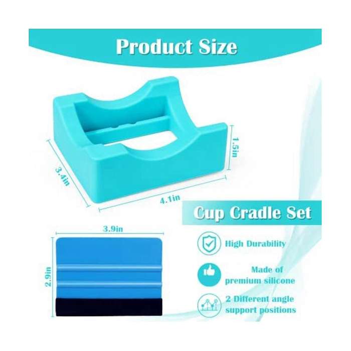 Cup Cradle for Tumblers, Sturdy Tumbler Cradle with Felt Squeegee to Apply Keep Tumblers Cups In Pl