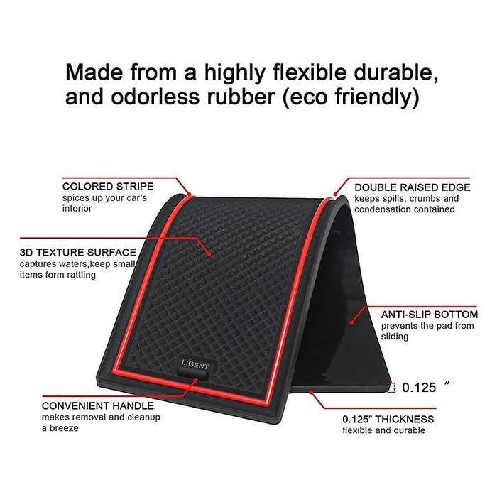 Cup Holder Insert for 2018 2019 2020 2021 Center Console Liner Organizer Door Pocket Mats Pad, 16 PC