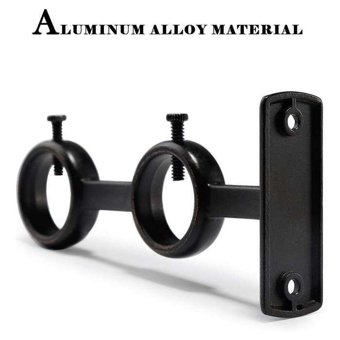 Curtain Rod Bracket, 3pcs Double Curtain Rod Holder, Double Rod Brackets Hooks for Living Room Bedro