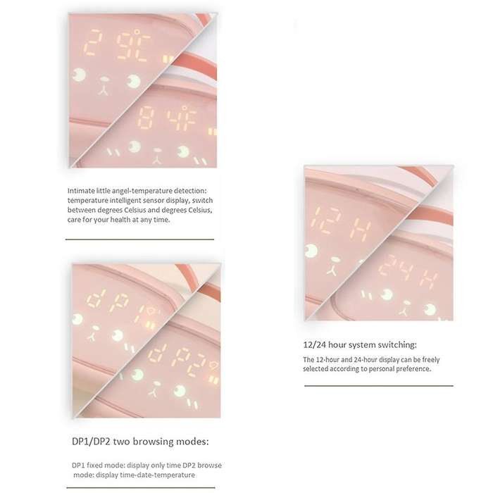 Cute Alarm Clock for Kids OK to with Night Light Temperature 6 Ringtone Wake Sound Activated Alarm C