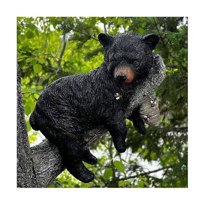 Cute Bear Napping Hanging Out In A Tree Sculpture,funny Black Bear Napping Hanging Out In A Tree Fi