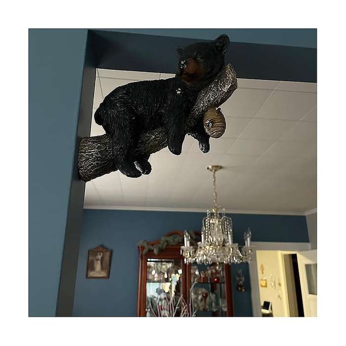 Cute Bear Napping Hanging Out In A Tree Sculpture,funny Black Bear Napping Hanging Out In A Tree Fi