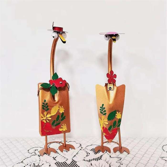 Cute Fairy Garden Decor, Cute Duck Garden Statues, Cute Duck Shovel Spade Art Craft Decoration A