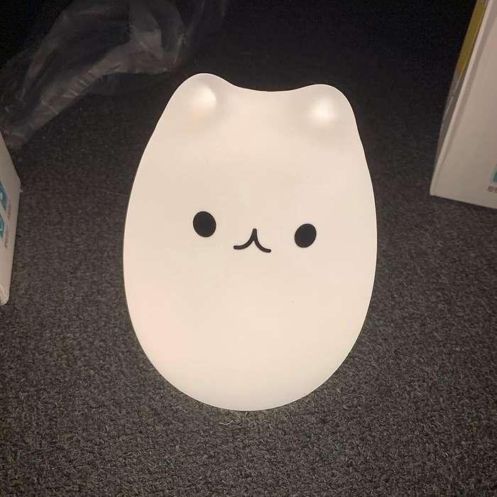 Cute LED Night Light Silicone Contact Sensor 7 Colors Cat Night Lamp Kids Baby Bedroom Desktop Decor