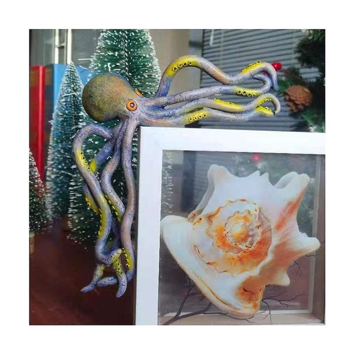 Cute Octopus Sitter Sea Statue Collectible Figurines Tabletop Decor Resin Sculpture for Indoor Home