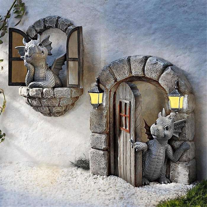 Cute Mini Dragon Model Resin Decoration Household Pendant Outdoor Garden Crafts Decoration Gift