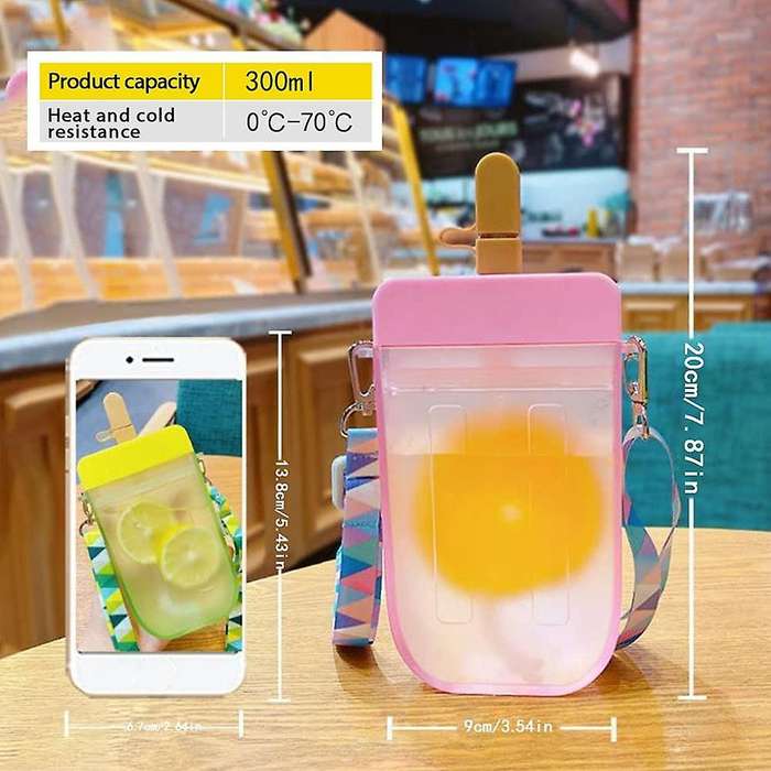 Cute Purses Water Bottles with Straws, Popsicle Straw Cups, Leakproof Ice Cream Popsicle Cups for Ad