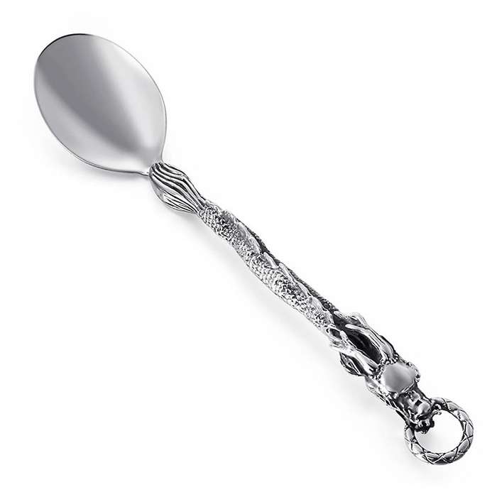 Cutlery Chinese Zodiac Dragon Western-Style Spoon Trend Punk Wind Stainless Steel Portable Tableware