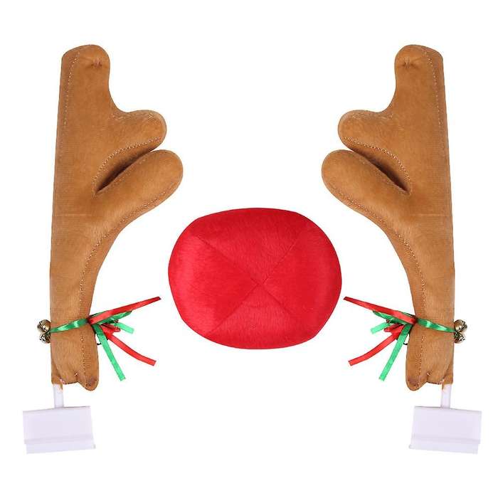 Cute Vehicle Nose Horn Costume Set and Red Nose Christmas Supplies Rudolf Reindeer Christmas Car De