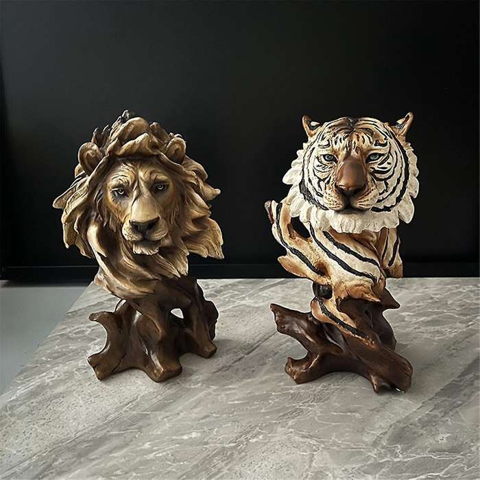 D Imitation Root Animal Head Statue, Retro Sculpture,Artificial Resin Ornaments,Suitable for Office