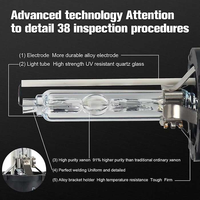 D4S HID Bulbs, Xenon Headlight Replacement Bulb 35W 6000K White High Low Beam for , Pack of 2 (6000K