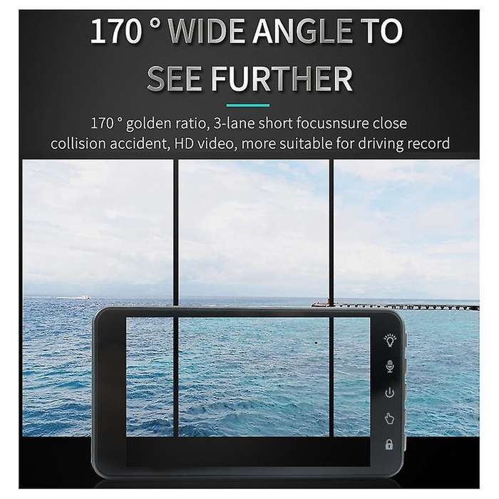 Dash Cam Dual Lens Full HD 1080P 4 inch IPS Car DVR Front+Rear Night Vision Video Recorder G-Sensor