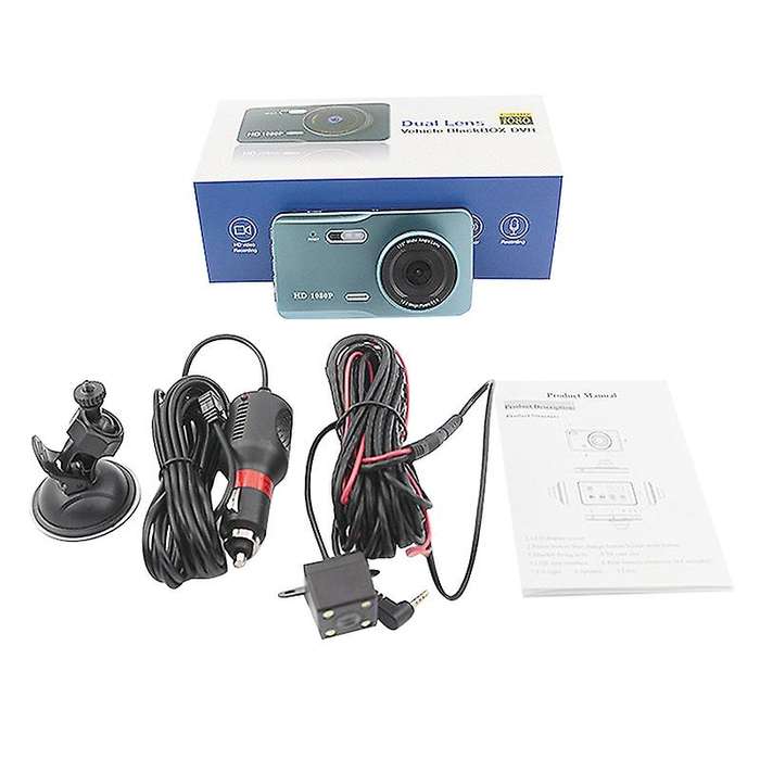 Dash Cam Dual Lens Full HD 1080P 4 inch IPS Car DVR Front+Rear Night Vision Video Recorder G-Sensor
